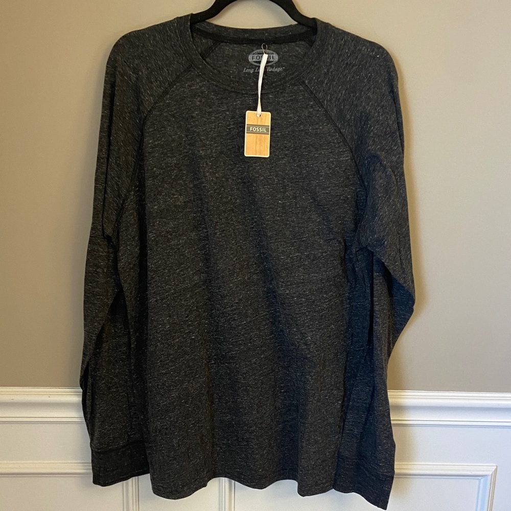 NWT‎ Men's Fossil Charcoal Gray Long Sleeve Shirt- XL